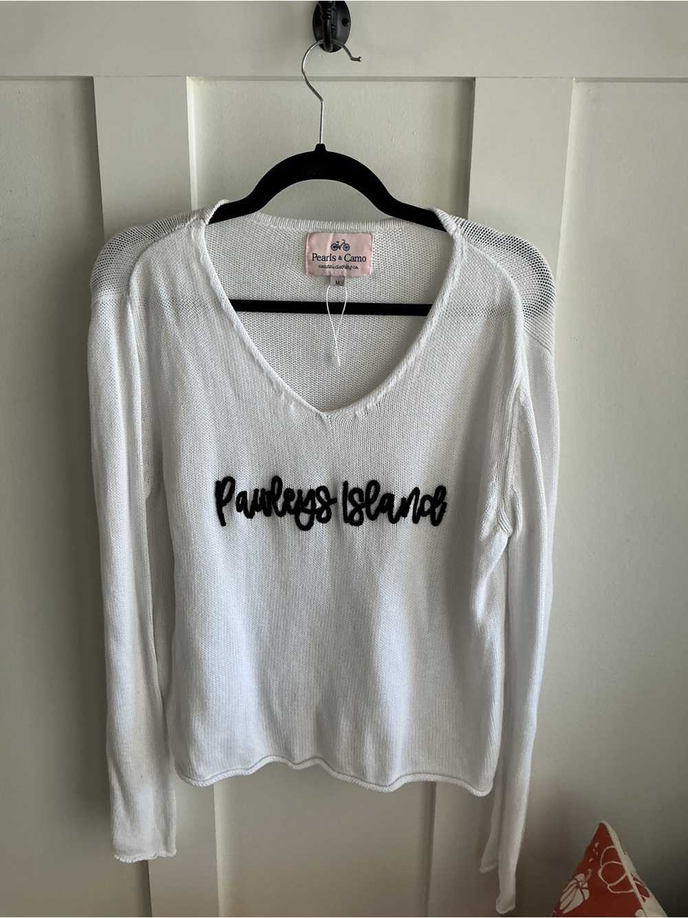 White V-Neck Pullover Sweater